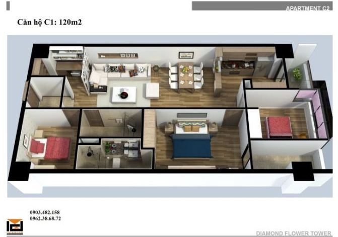 diamond flower tower 120m2