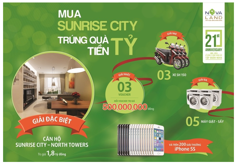 mua căn hộ Sunrise City trúng quà tiền tỷ