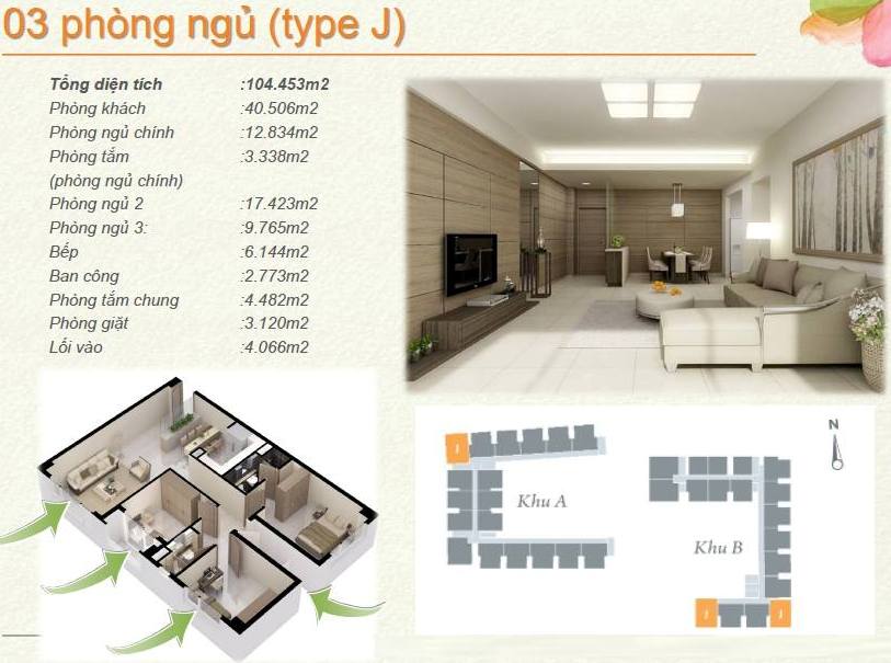 can ho 3pn the eastern 104m2