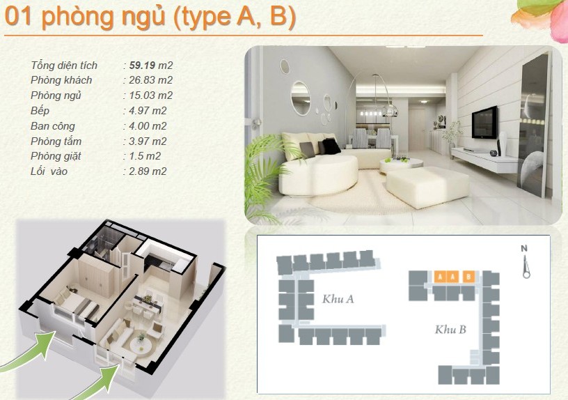 can ho the eastern 1 phong ngu